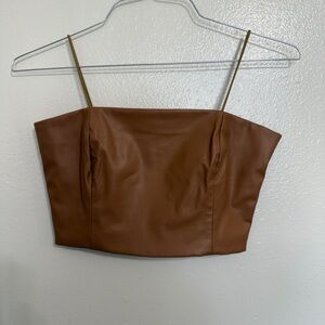 Tan Leather Women's Crop Top